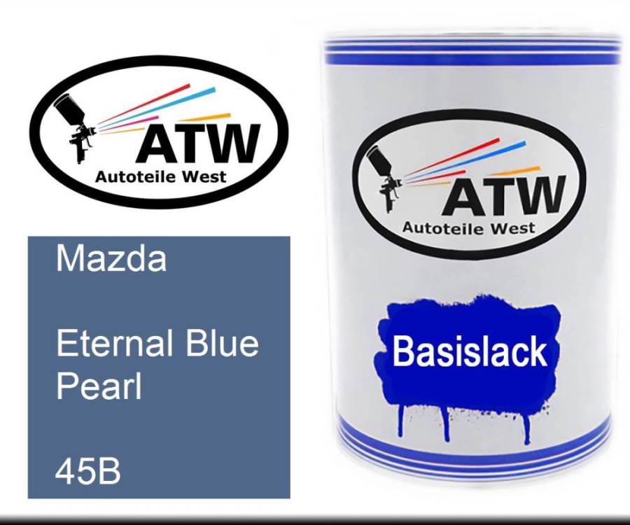 Mazda, Eternal Blue Pearl, 45B: 500ml Lackdose, von ATW Autoteile West.